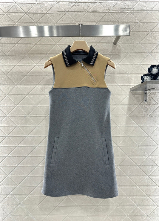 Asymmetrical Collared Vest Dress