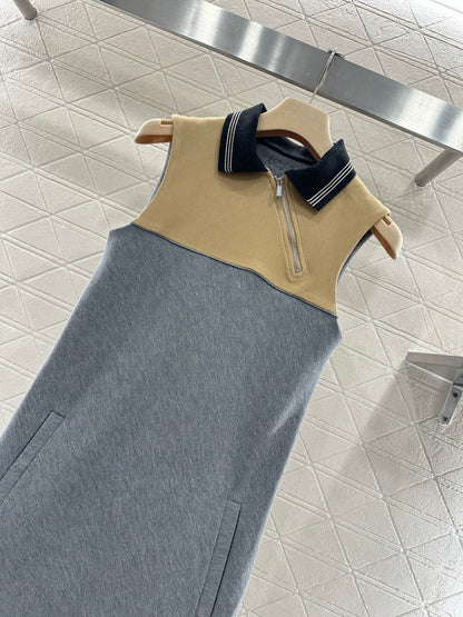Asymmetrical Collared Vest Dress