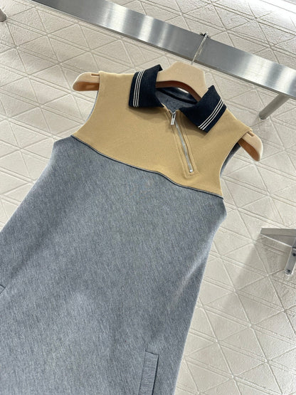 Asymmetrical Collared Vest Dress