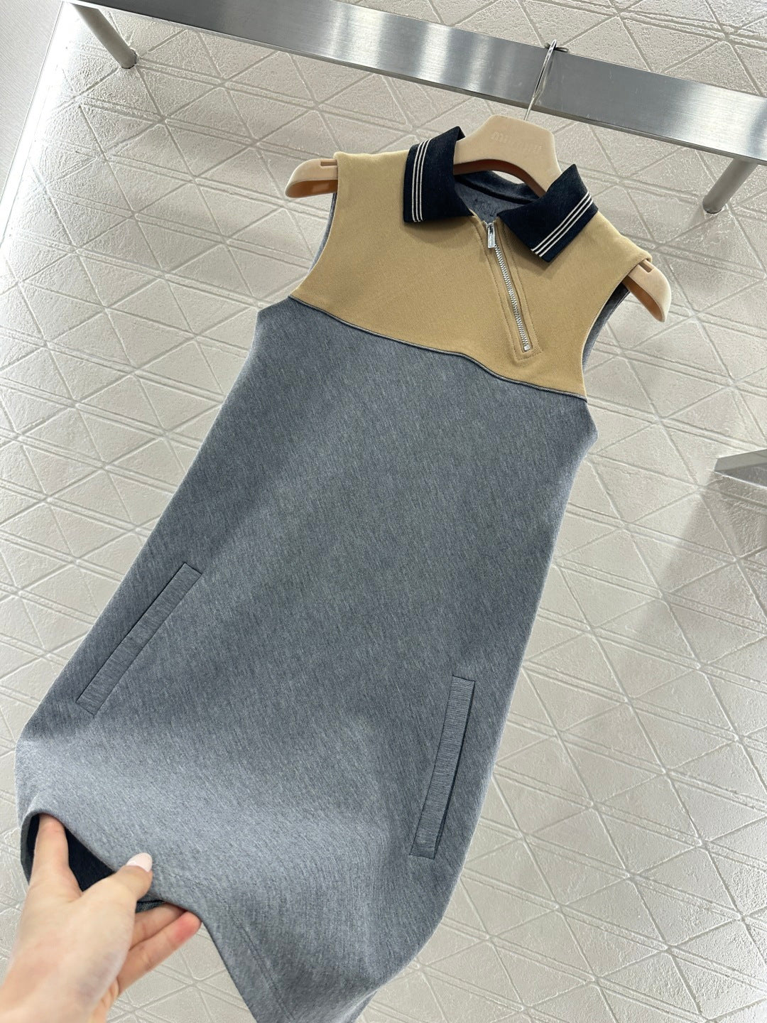 Asymmetrical Collared Vest Dress