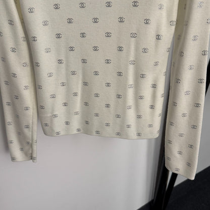 Rhinestone long-sleeved