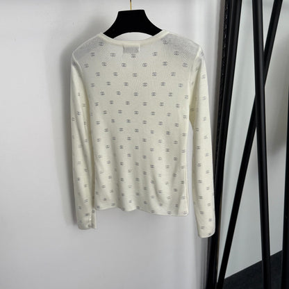 Rhinestone long-sleeved