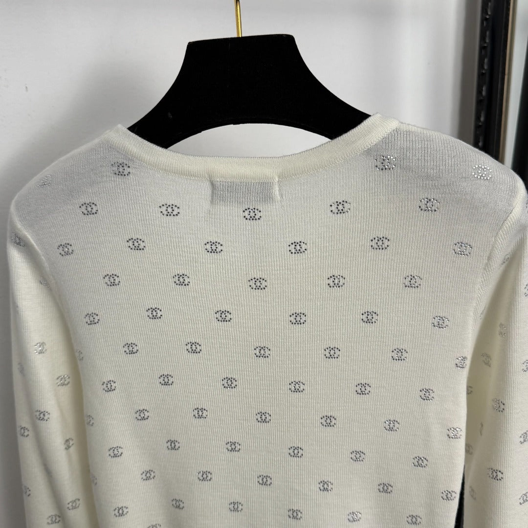 Rhinestone long-sleeved