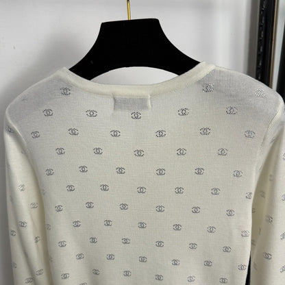 Rhinestone long-sleeved