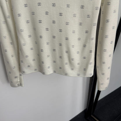 Rhinestone long-sleeved