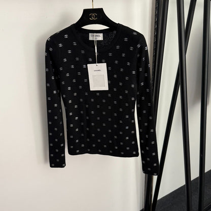 Rhinestone long-sleeved
