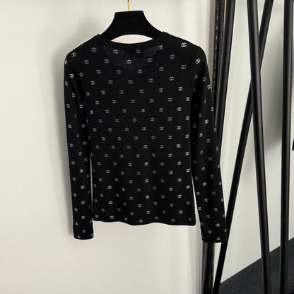 Rhinestone long-sleeved