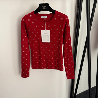 Rhinestone long-sleeved