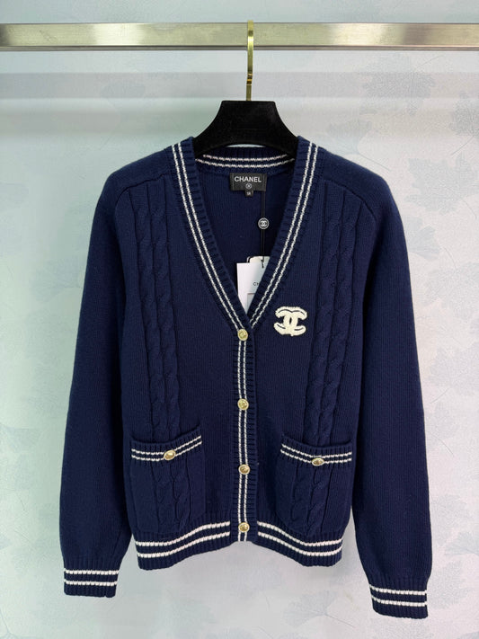 Navy Blue Knit Cardigan