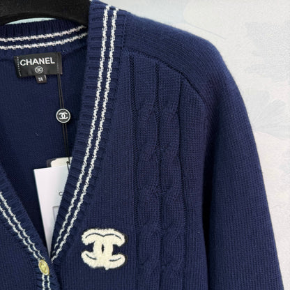 Navy Blue Knit Cardigan