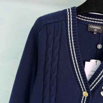 Navy Blue Knit Cardigan