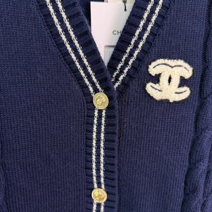 Navy Blue Knit Cardigan