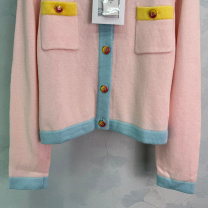 Color-blocked V-neck Cardigan