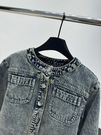 Denim Floral Quilted Jacket