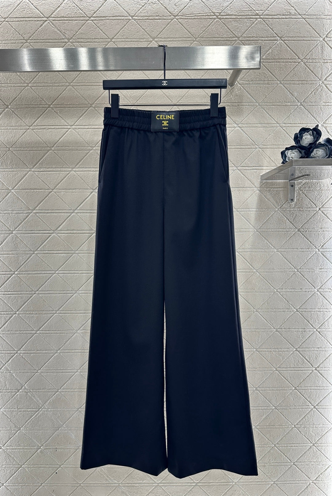 Logo Wide-Leg Wool Trousers