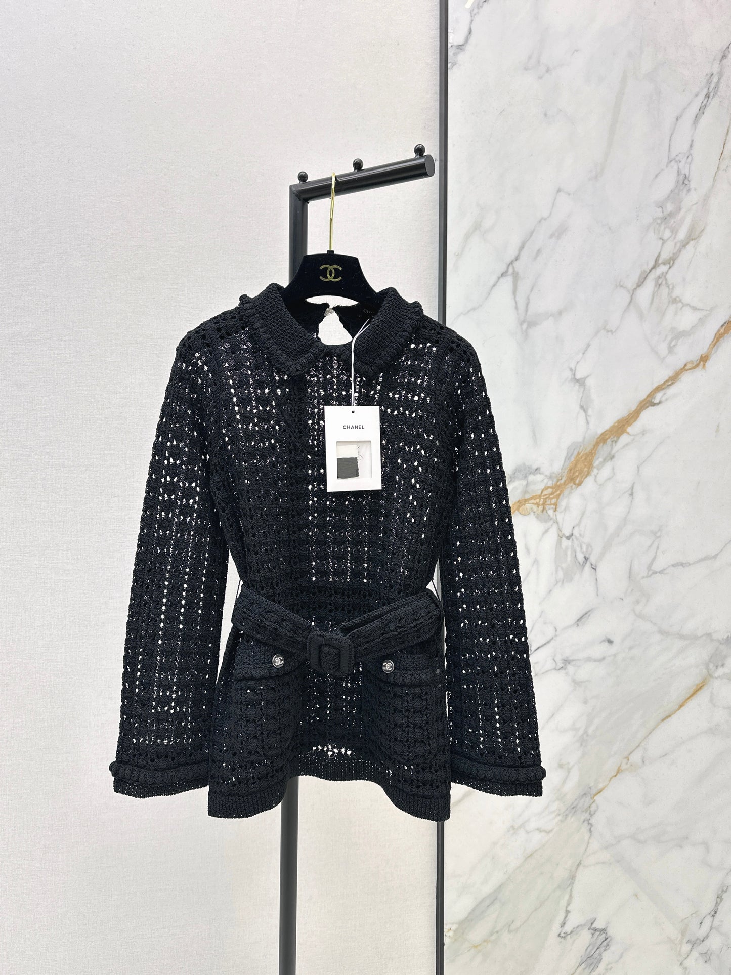 Located openwork knit top