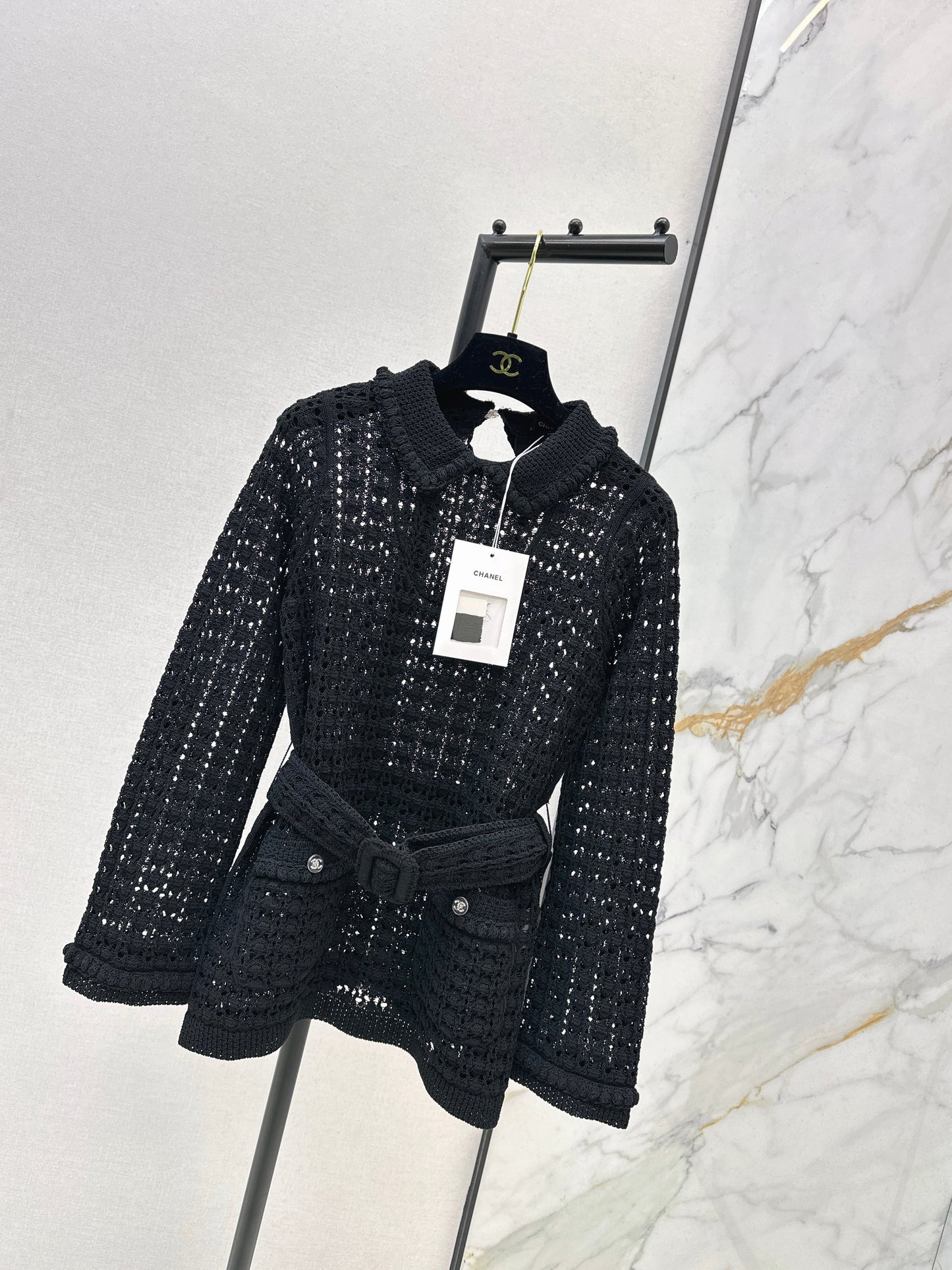 Located openwork knit top