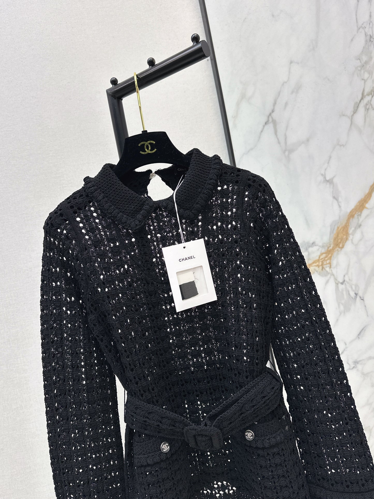 Located openwork knit top