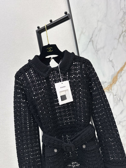 Located openwork knit top