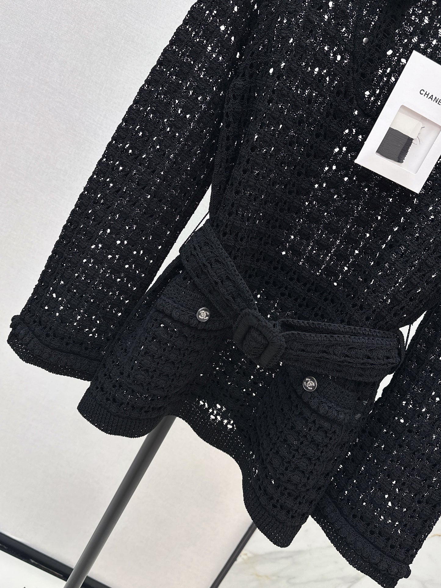 Located openwork knit top