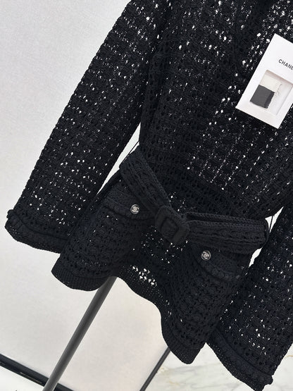 Located openwork knit top