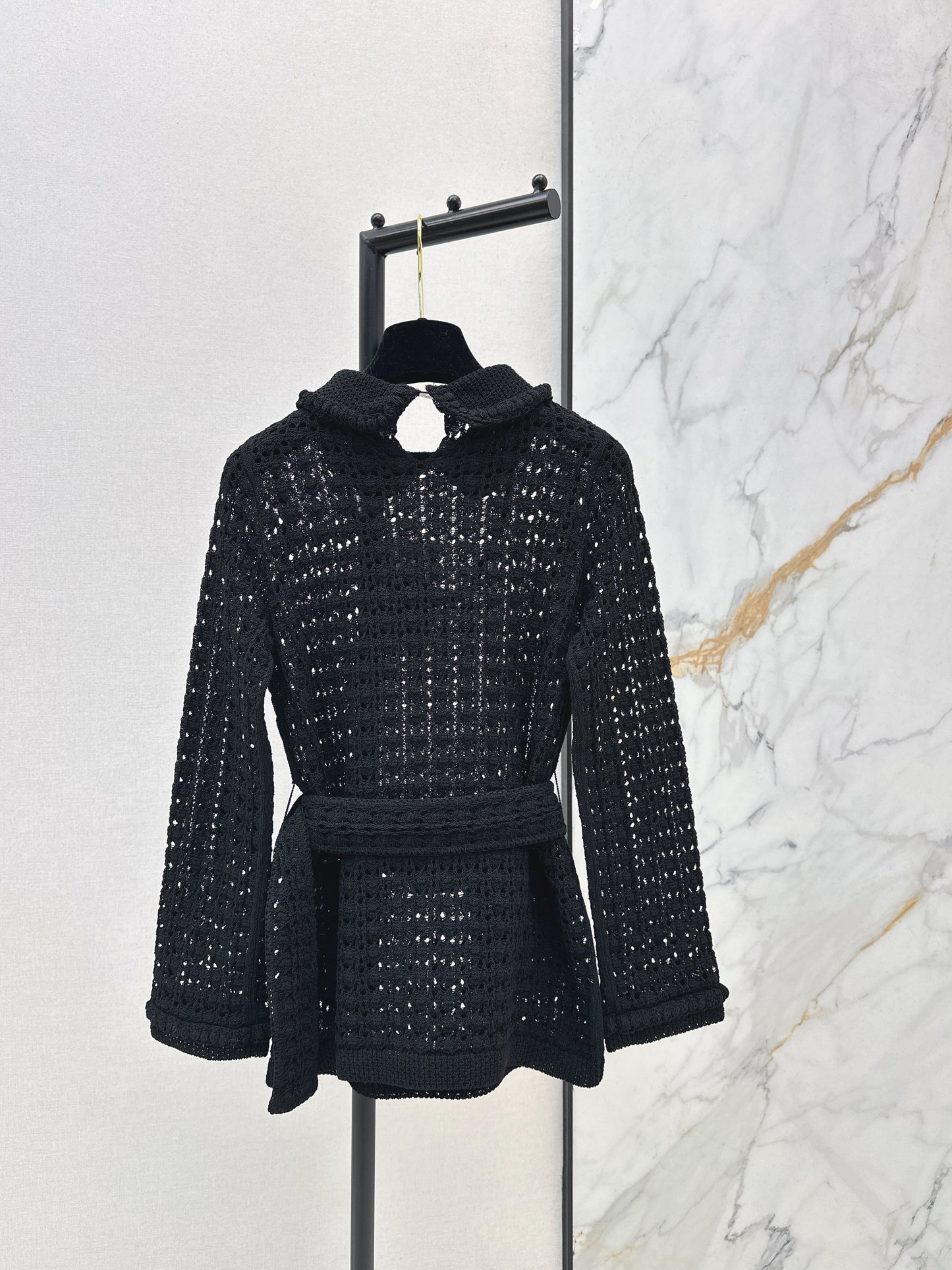 Located openwork knit top