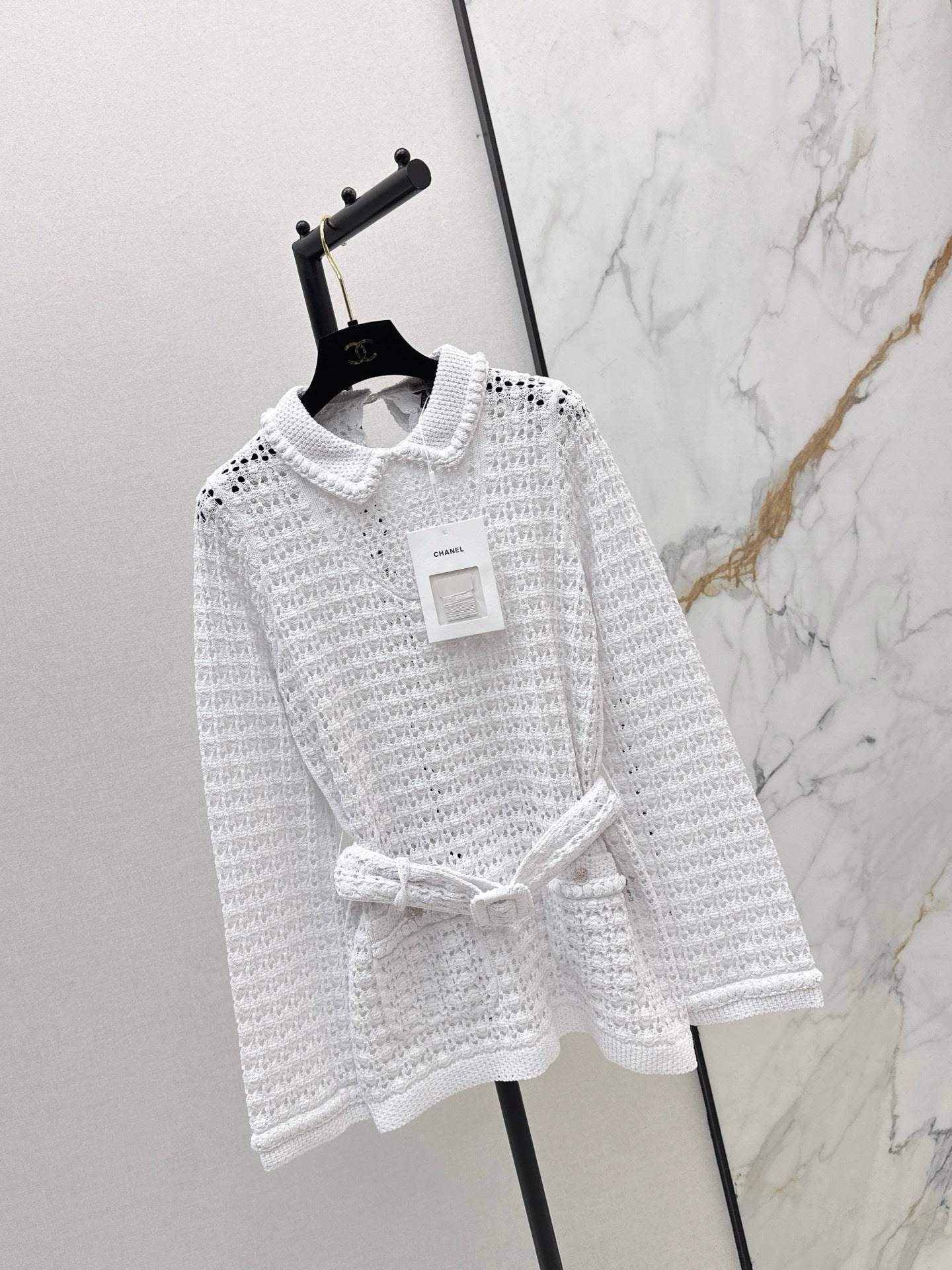 Located openwork knit top
