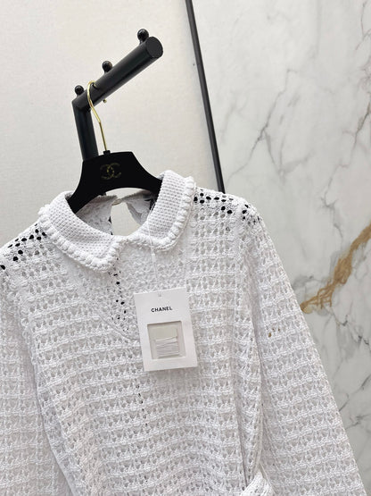 Located openwork knit top