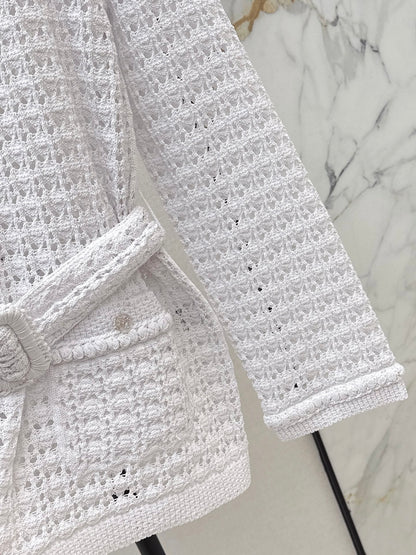 Located openwork knit top