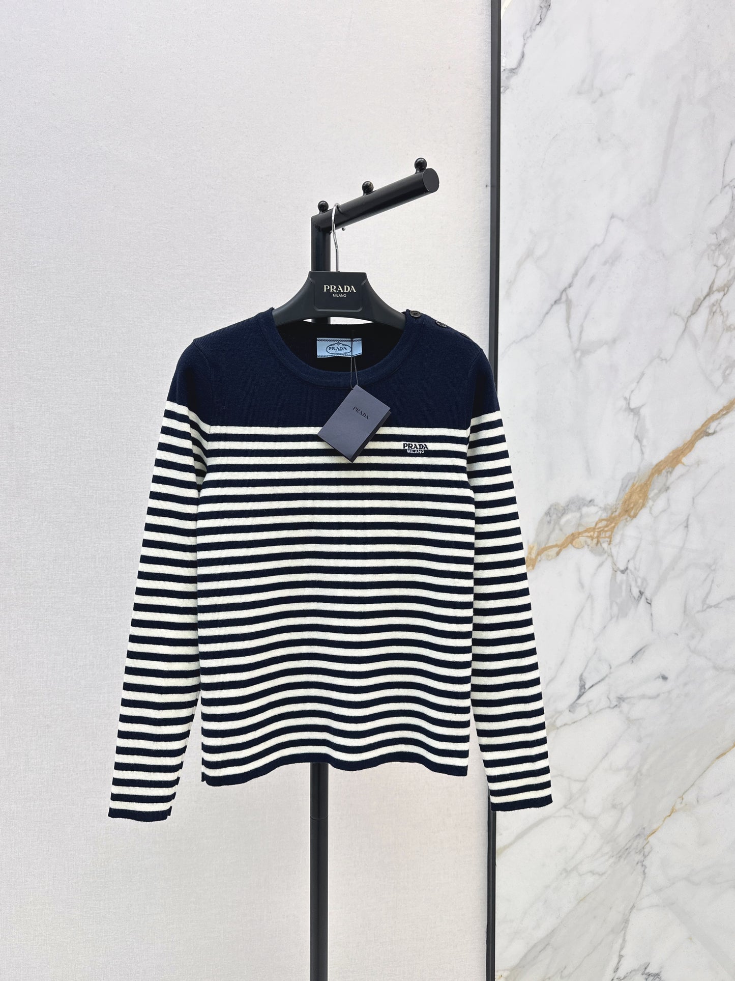 Navy Blue Striped Shirt