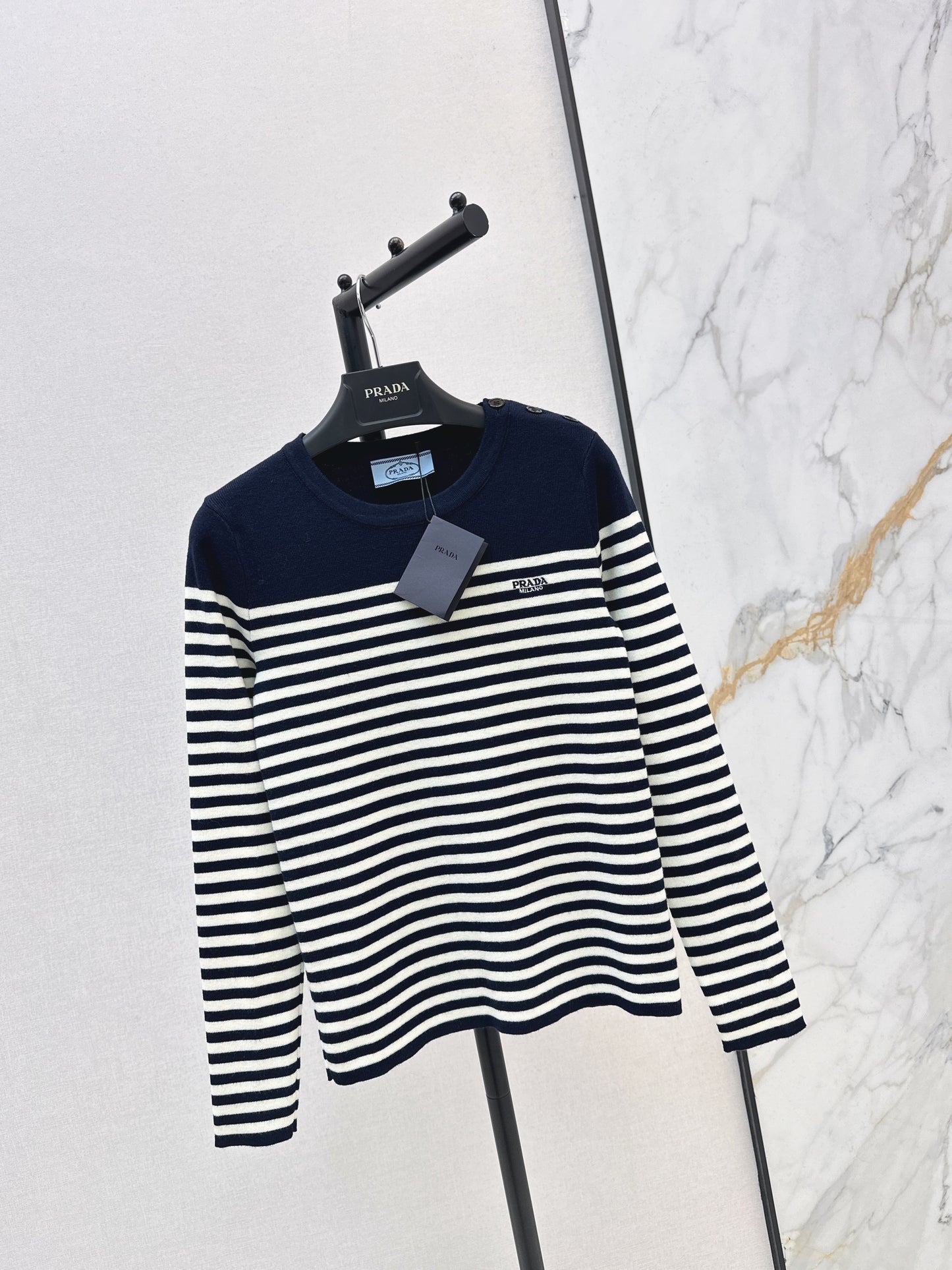 Navy Blue Striped Shirt