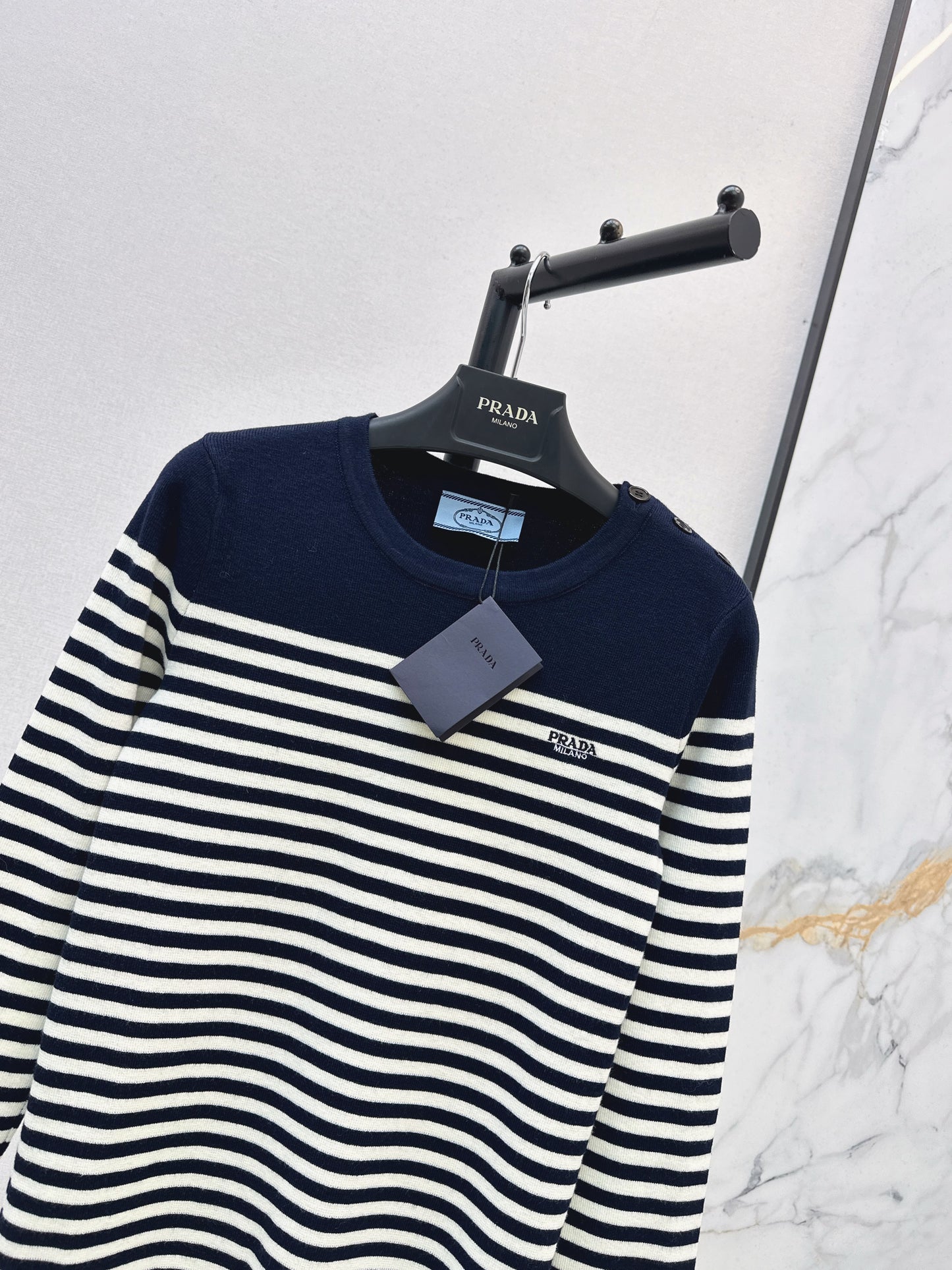 Navy Blue Striped Shirt