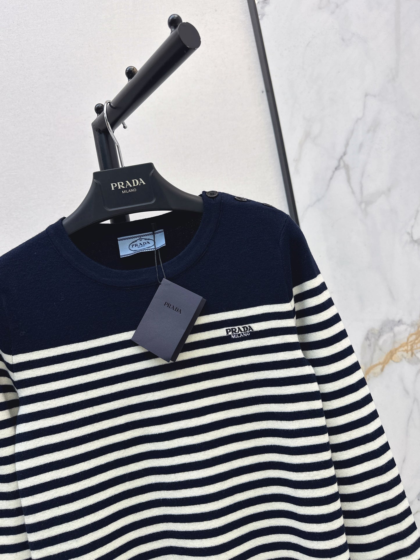 Navy Blue Striped Shirt