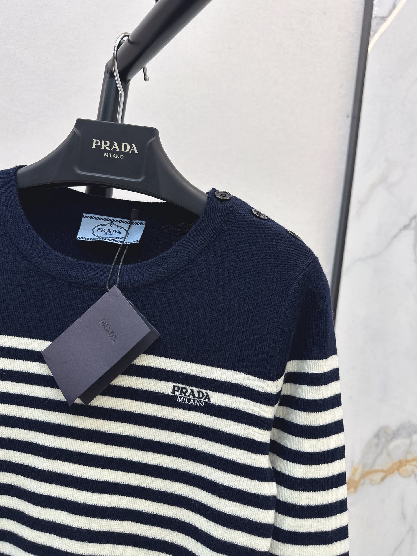 Navy Blue Striped Shirt