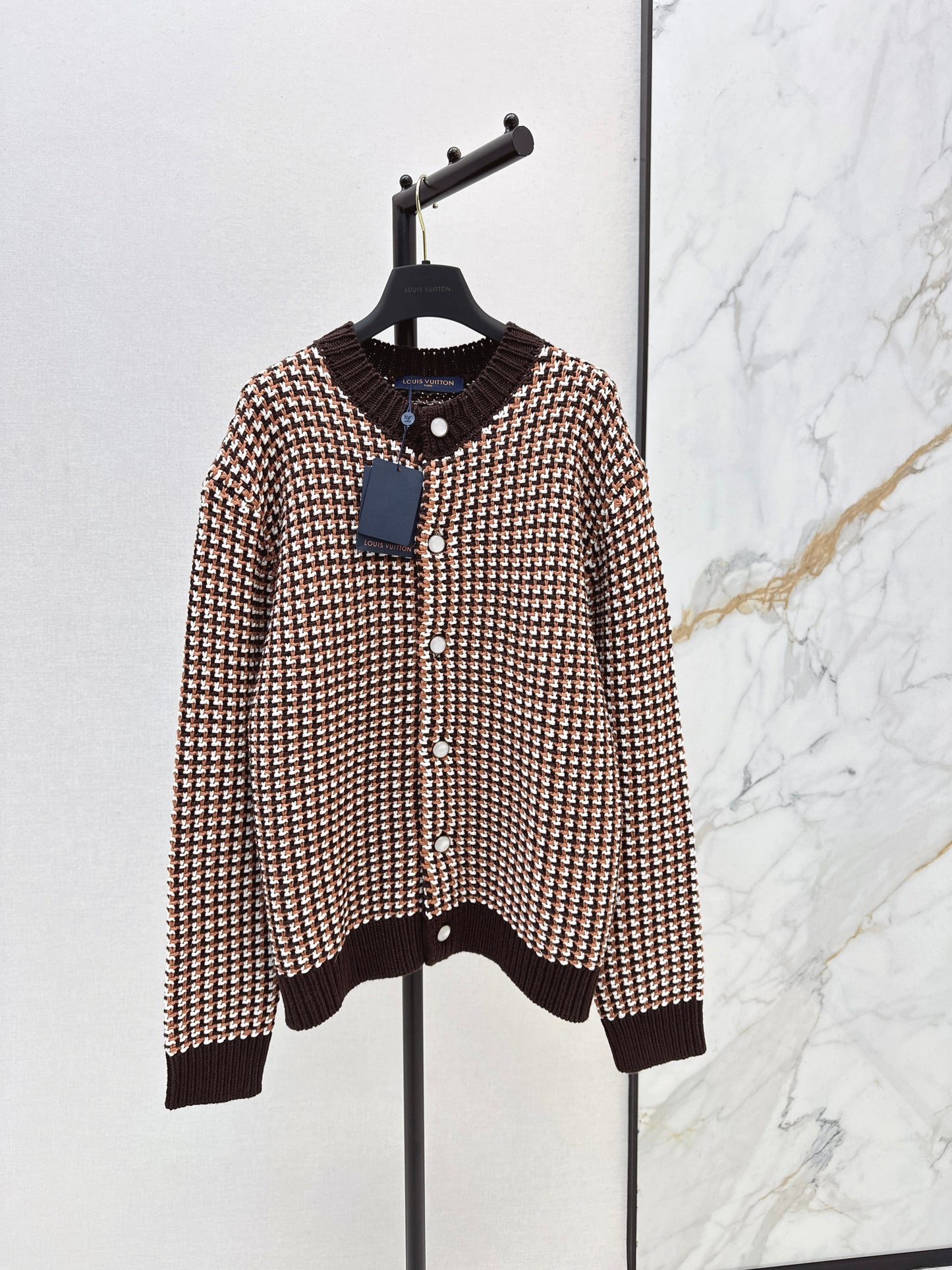 Houndstooth Knit Cardigan