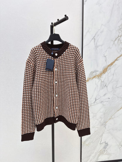 Houndstooth Knit Cardigan