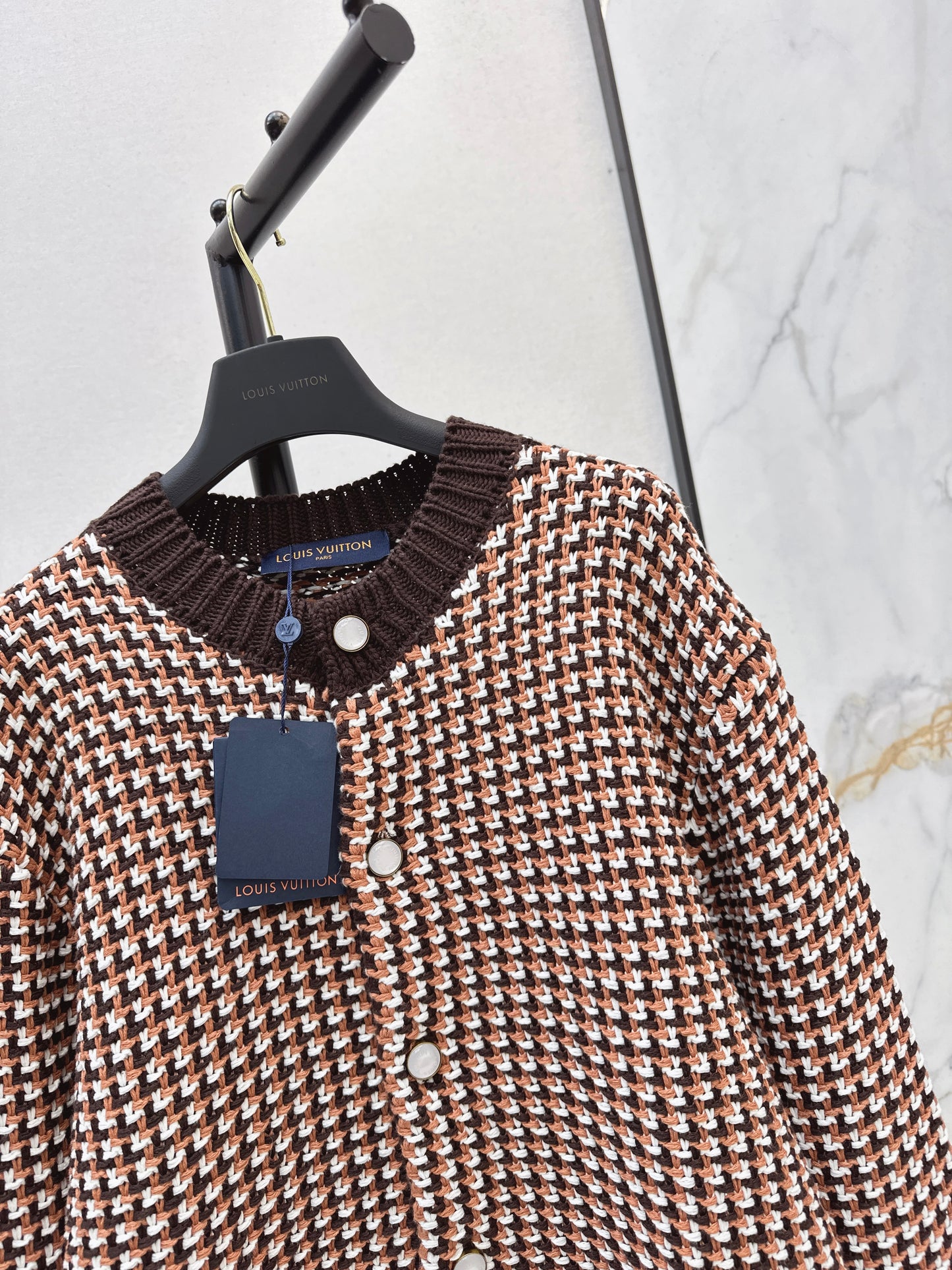 Houndstooth Knit Cardigan