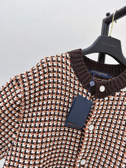 Houndstooth Knit Cardigan