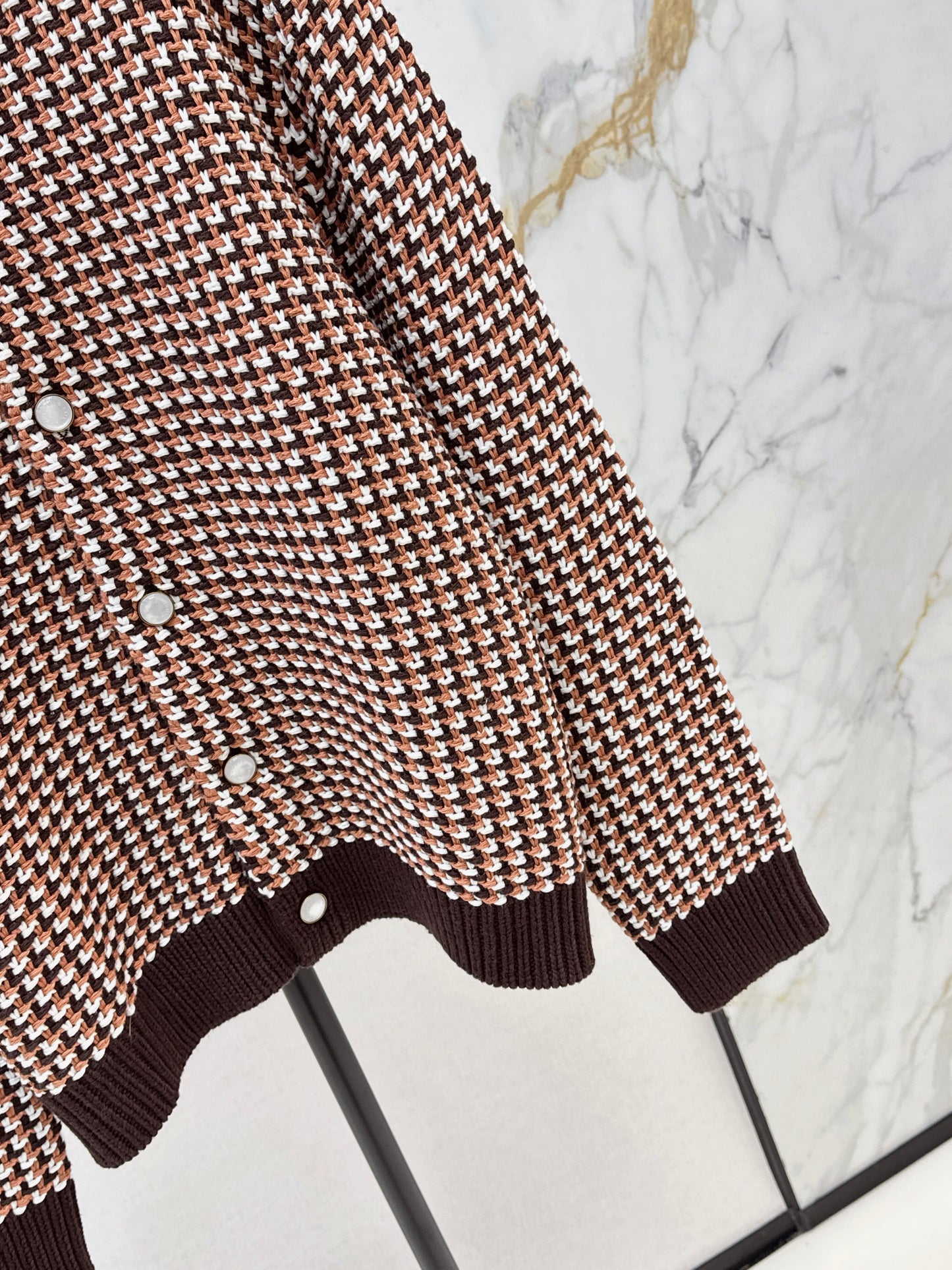 Houndstooth Knit Cardigan