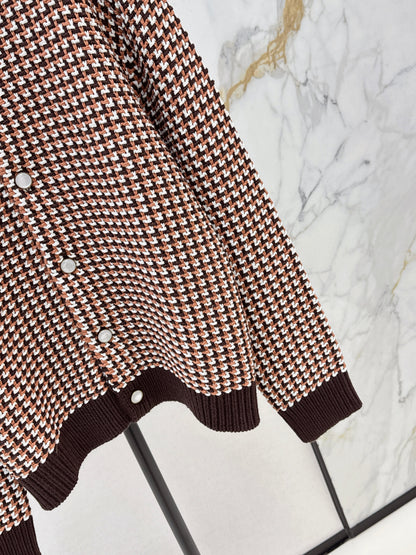 Houndstooth Knit Cardigan