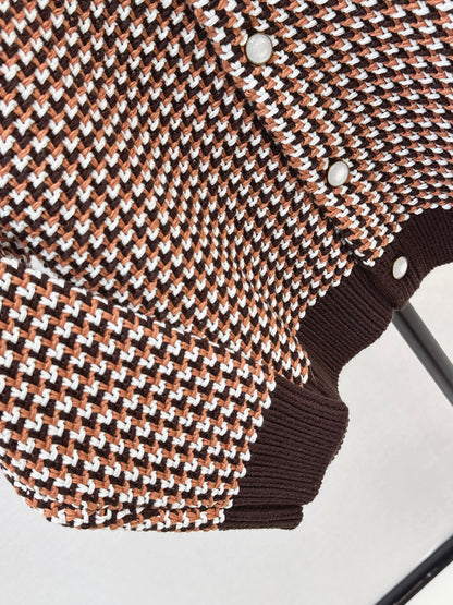 Houndstooth Knit Cardigan
