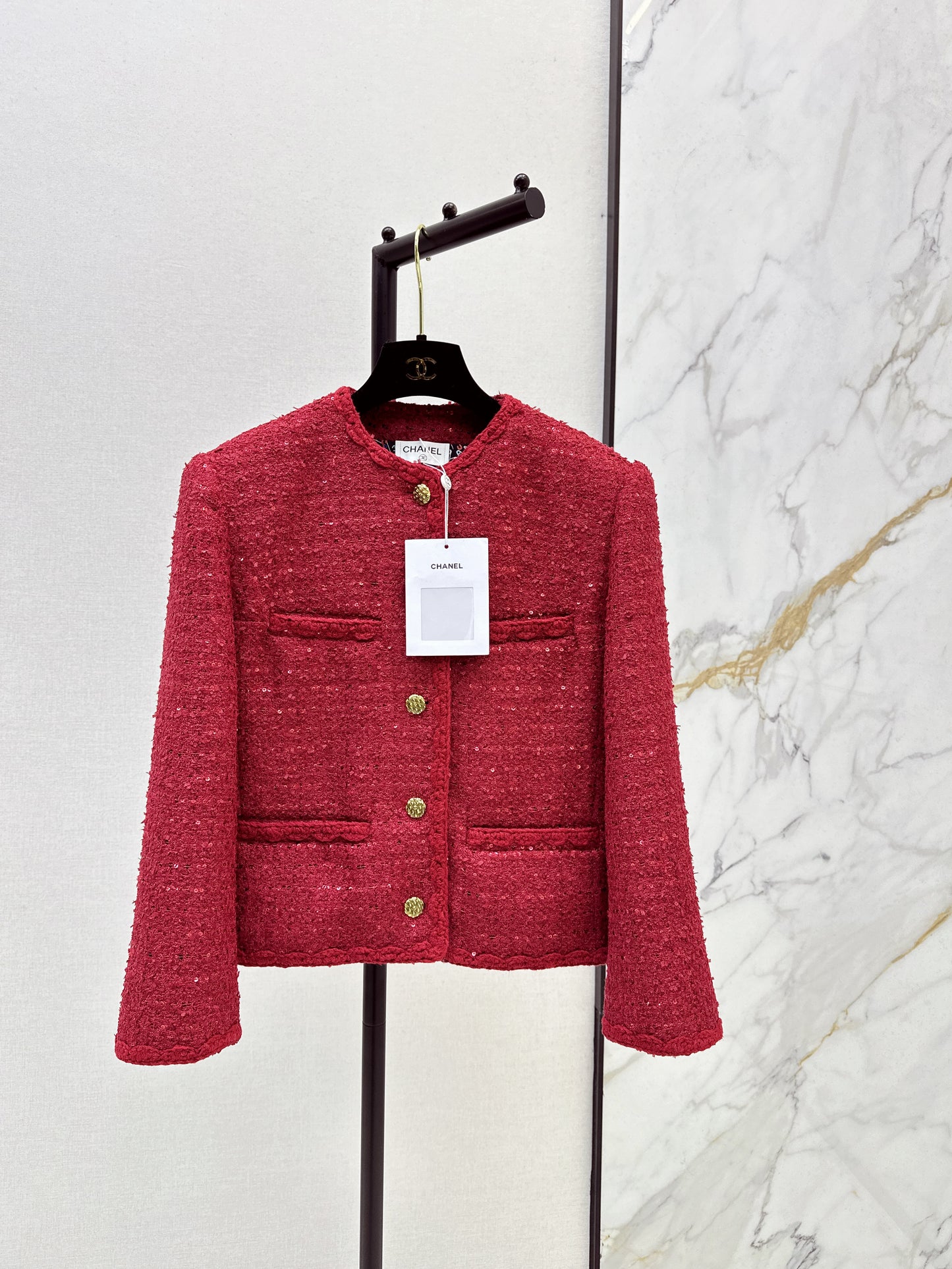 Lapel-front, four-pocket woven jacket