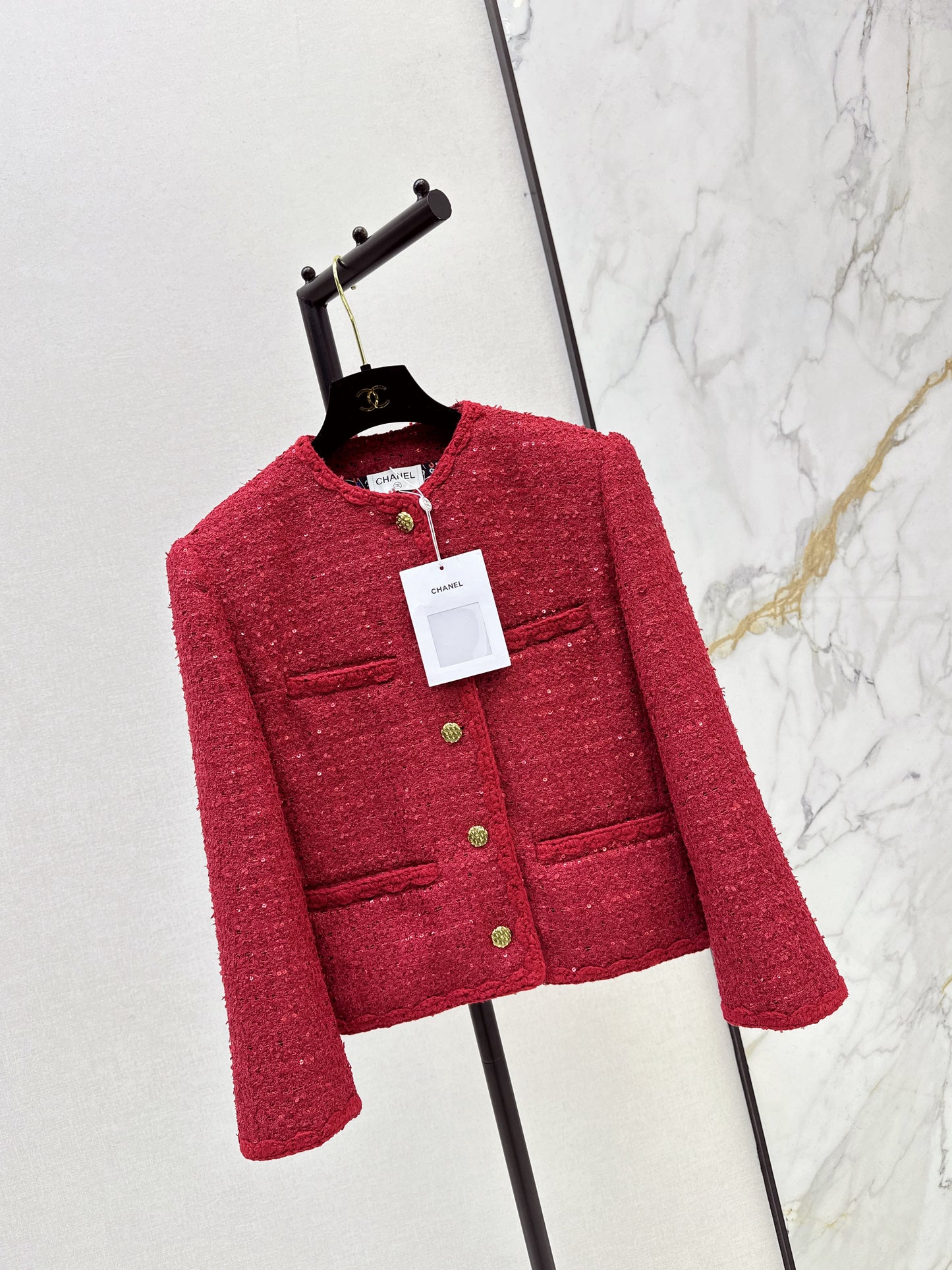 Lapel-front, four-pocket woven jacket
