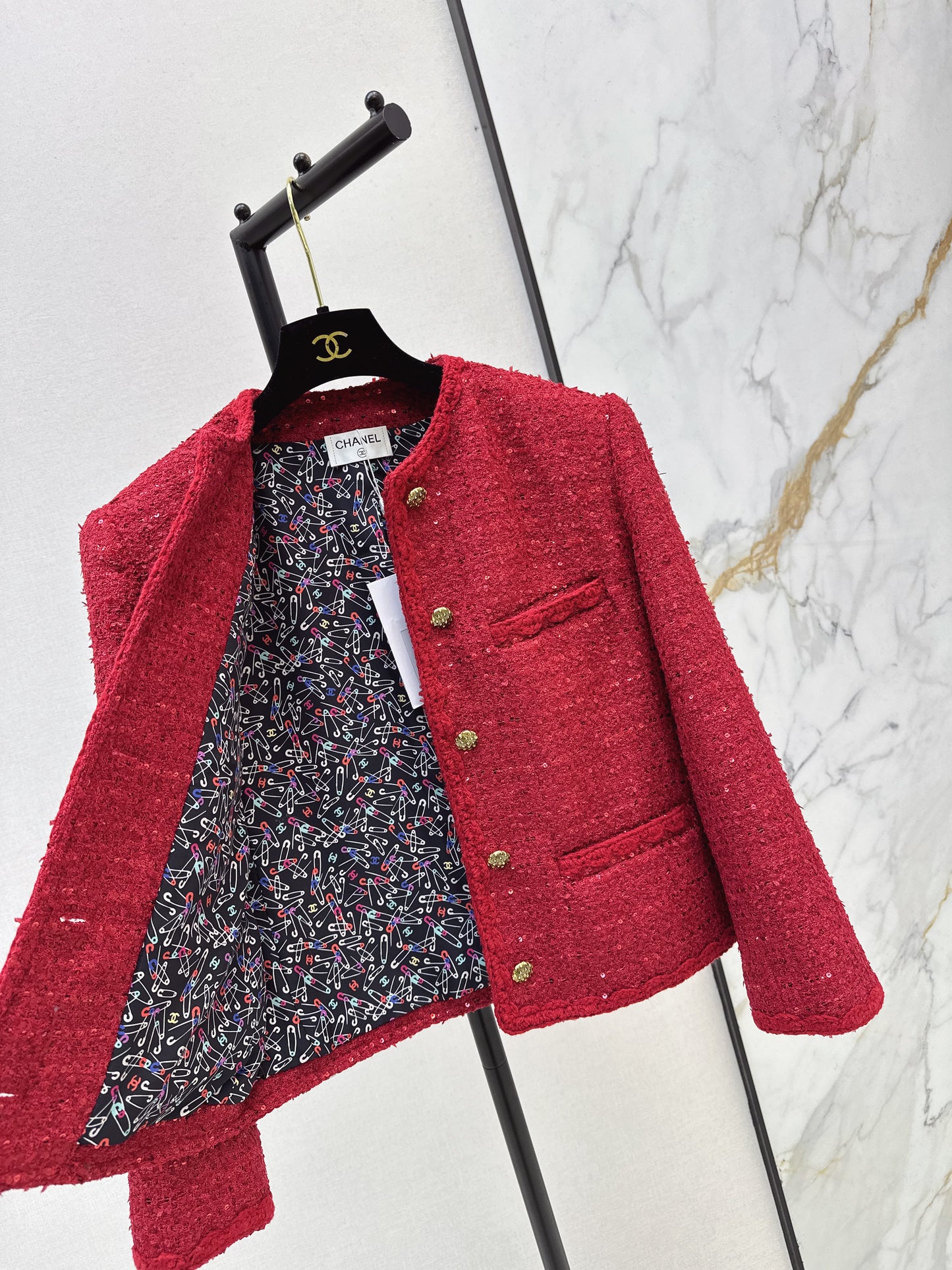 Lapel-front, four-pocket woven jacket
