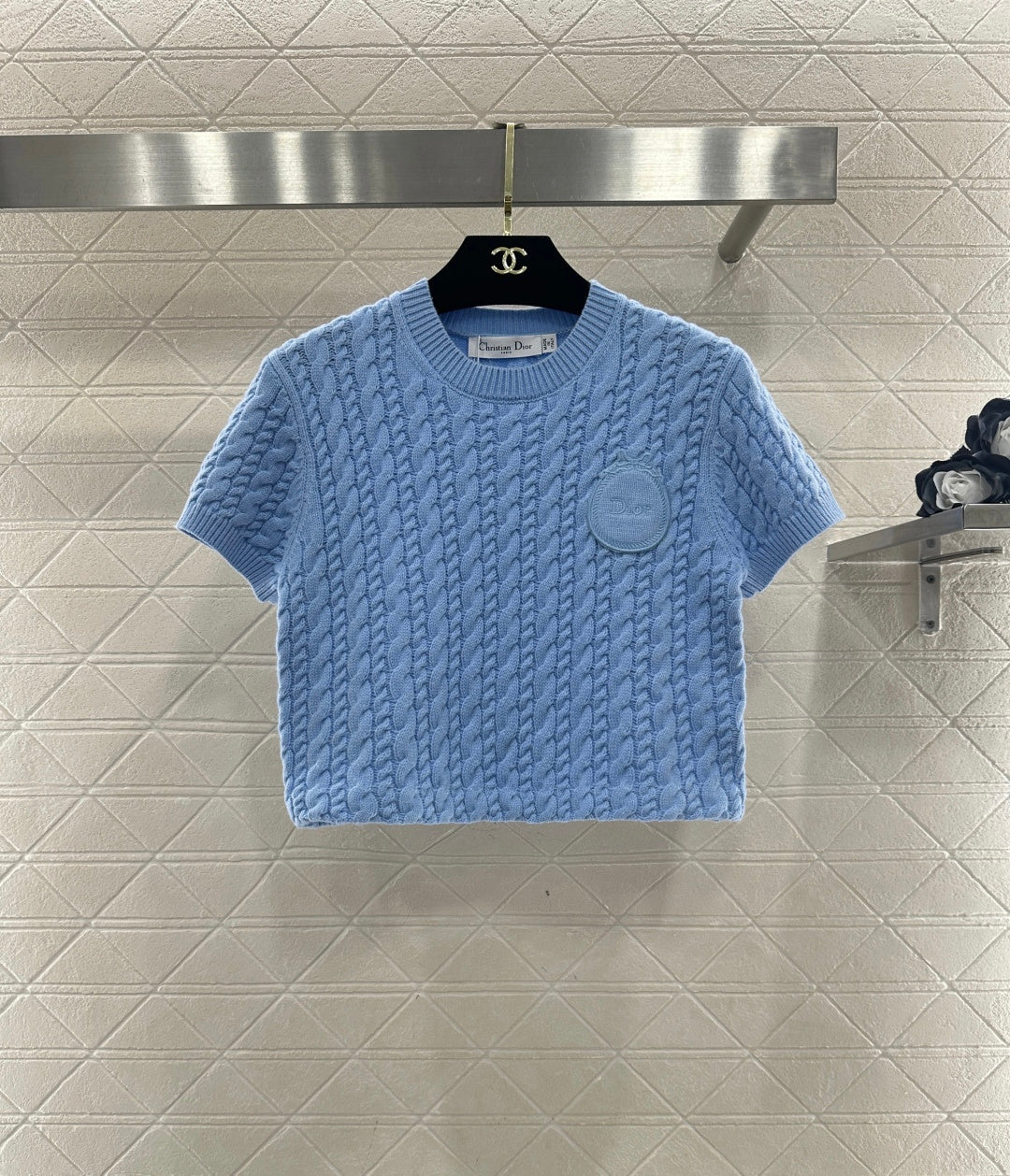Cable Knit Short-Sleeve T-Shirt
