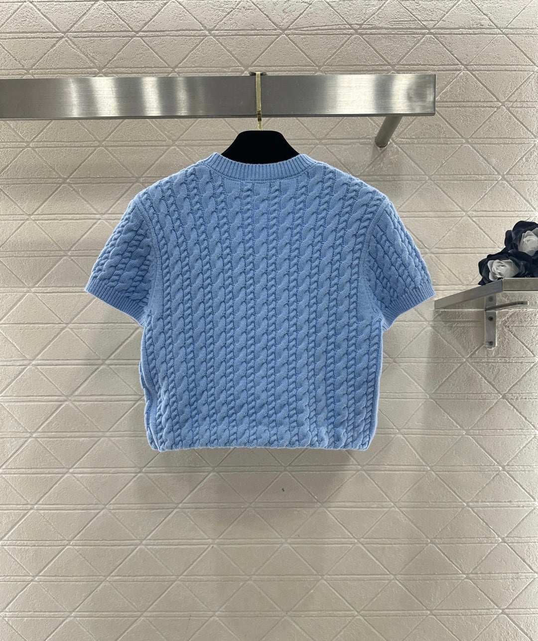 Cable Knit Short-Sleeve T-Shirt