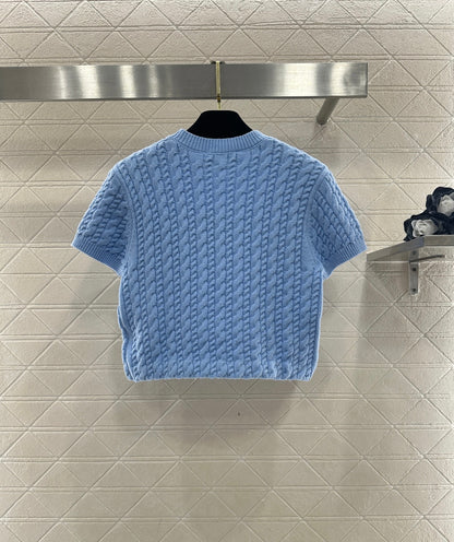 Cable Knit Short-Sleeve T-Shirt
