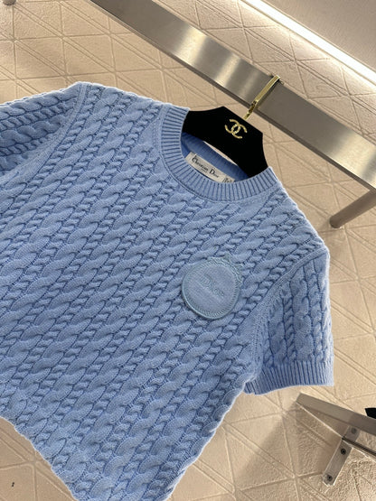 Cable Knit Short-Sleeve T-Shirt
