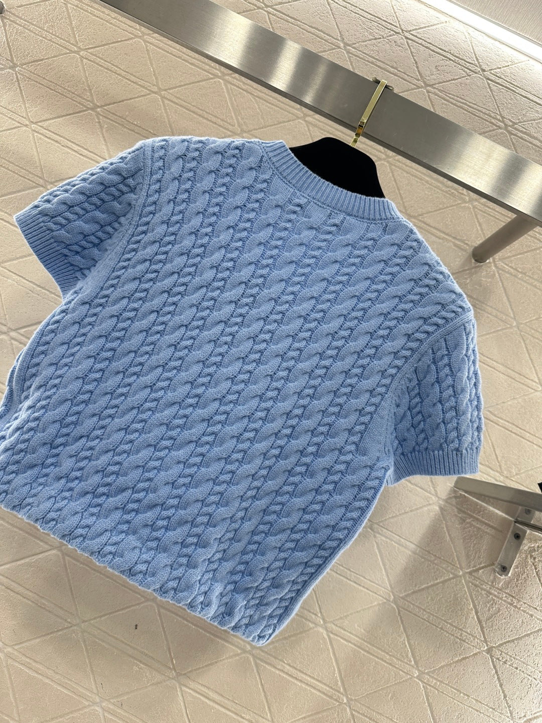 Cable Knit Short-Sleeve T-Shirt