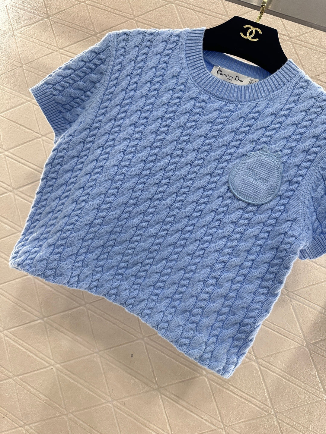 Cable Knit Short-Sleeve T-Shirt